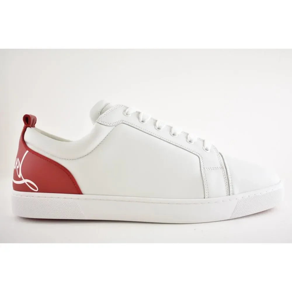 Christian Louboutin Mens Fun Louis Junior Flat White Red Low Top Sneaker 48 15